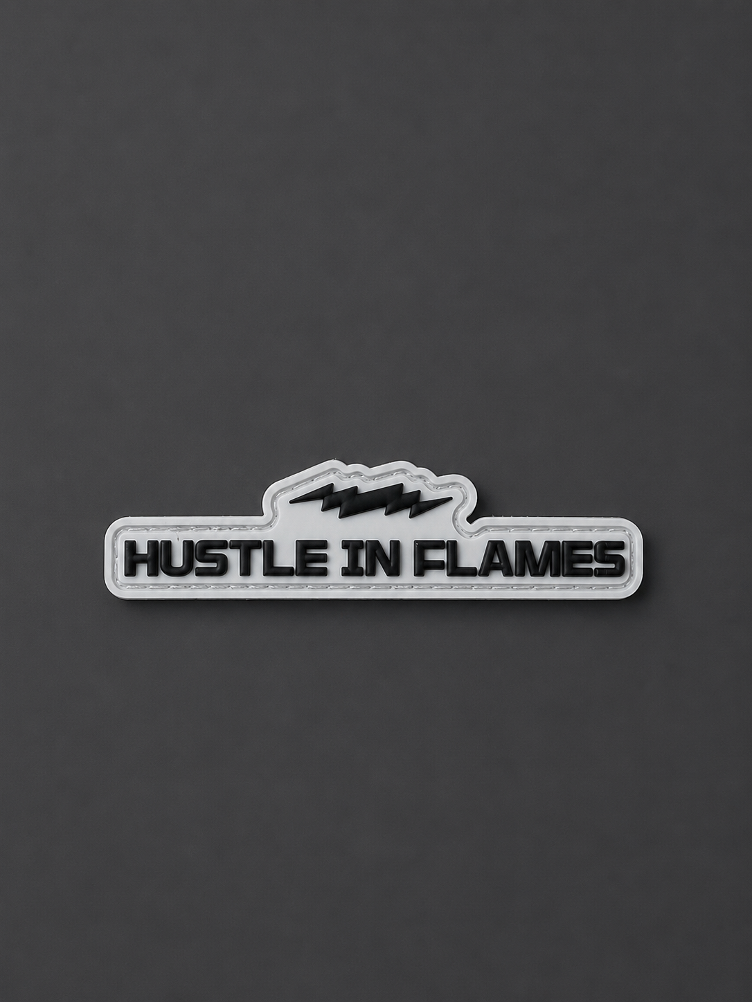 Hustle in Flames 3D Rubber Patch White