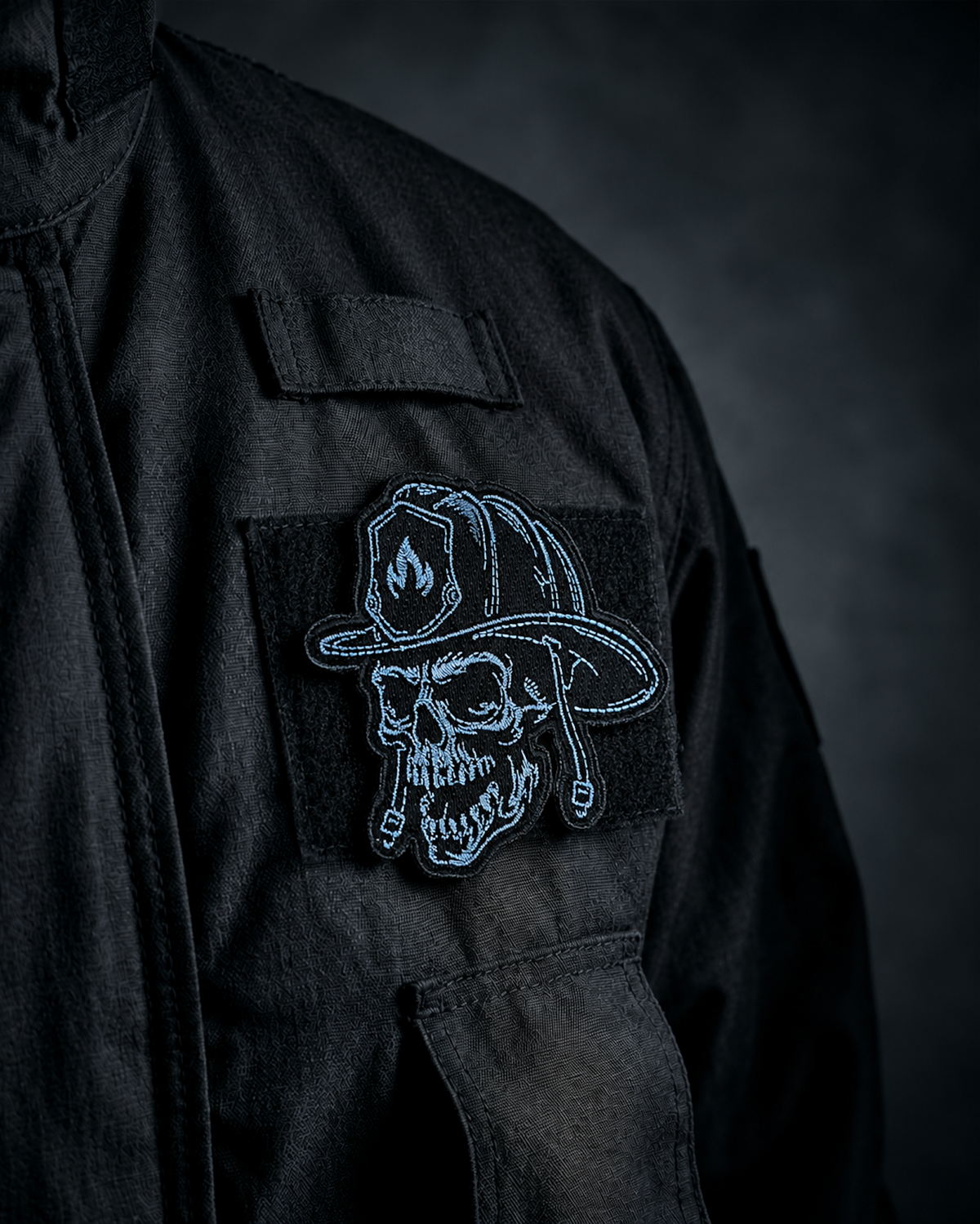 Hustle in Flames Kopf Stick Patch
